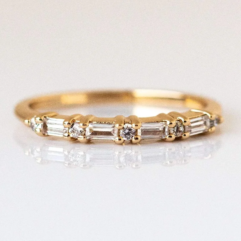 women’s eternity rings-Multi Gem Baguette CZ Stacking Ring