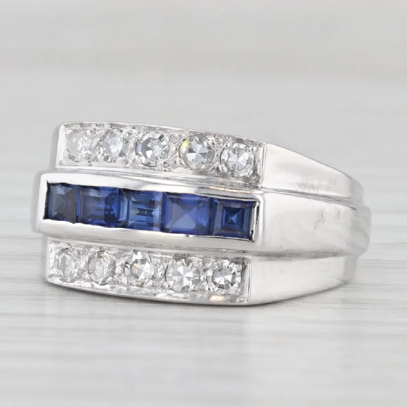 women’s understated engagement rings-0.80ctw Lab Created Sapphire Diamond Ring Wedding Band 14k White Gold Size 6.75