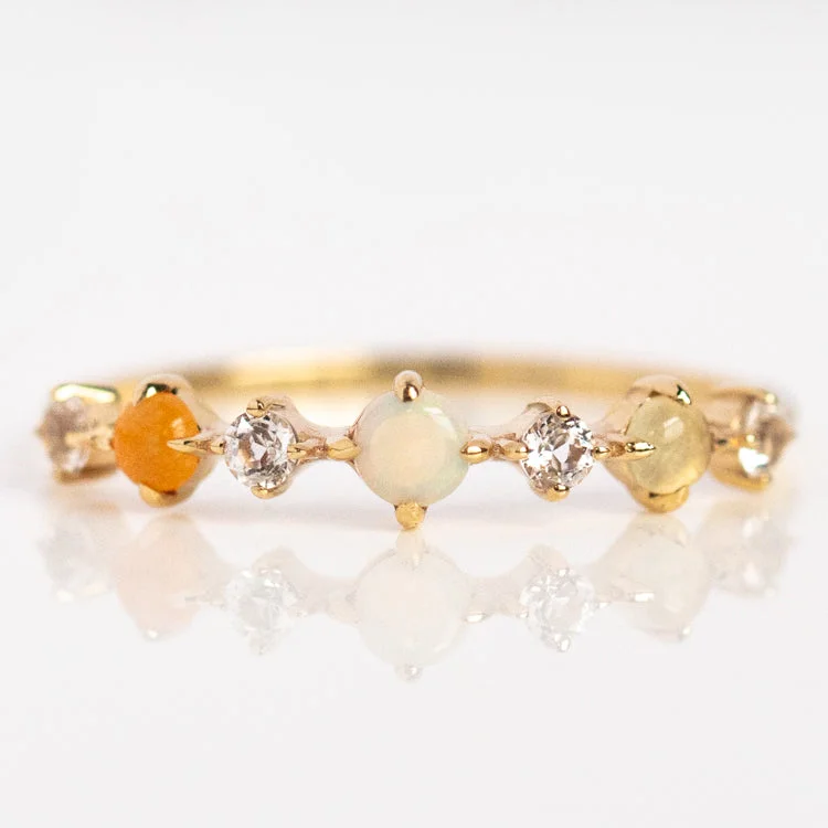 women’s statement gemstone rings-Solid Gold Joy Acrostic Ring