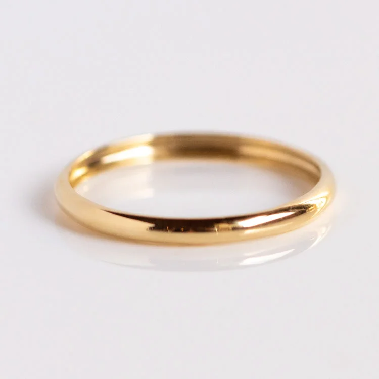 women’s sapphire rings-14k Delicate Yellow Gold Wedding Band