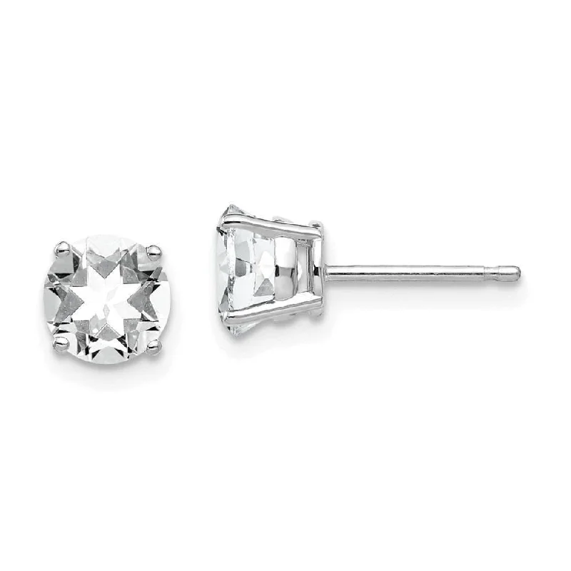 women’s sparkling earrings-14k White Gold 6mm Cubic Zirconia Earrings