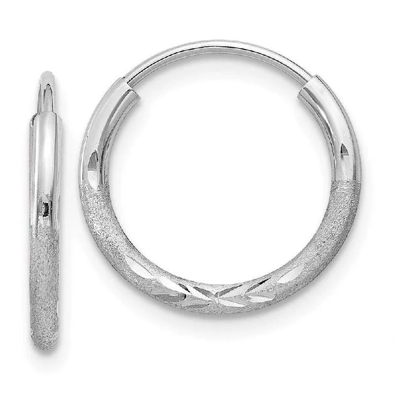 women’s sterling silver drop earrings-14k White Gold 1.5mm Diamond-cut Endless Hoop Earrings