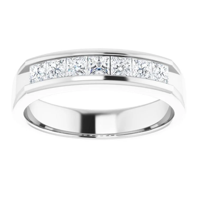 women’s geometric rings-Platinum 9/10 CTW Natural Diamond Band