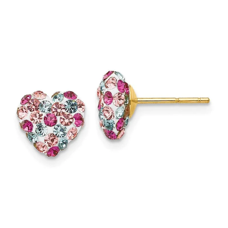 women’s infinity loop earrings-14k Multi-colored Crystal 8mm Heart Post Earrings