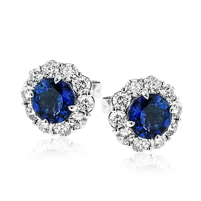 women’s luxurious stud earrings-Tempera Sapphire Stud Earrings in 18k Gold with Diamonds ME2077