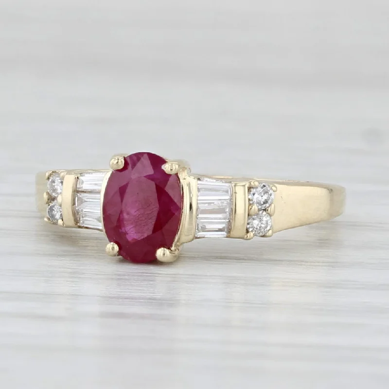 women’s classic solitaire engagement rings-1.25ctw Oval Ruby Diamond Ring 10k Yellow Gold Size 6.25