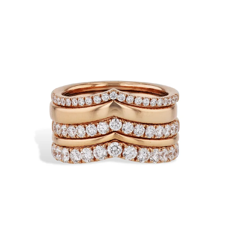 women’s promise rings-5 Band Diamond Rose Gold Ring Set