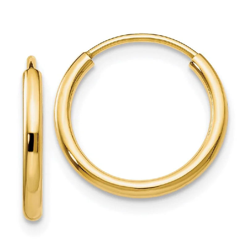 women’s gold hoop earrings-14k 1.5mm Polished Round Endless Hoop Earrings