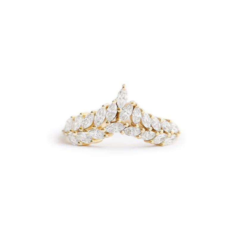 women’s marquise engagement rings-Marquise Feather Contour Diamond Ring