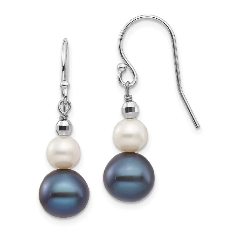 women’s geometric earrings-14K White Gold 6-9mm Semi-round FWC Pearl Graduated Dangle Earrings