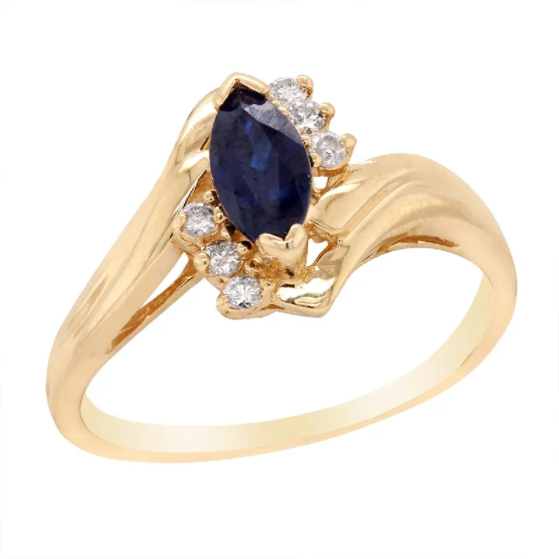 women’s classic engagement rings-MARQUISE SAPPHIRE AND DIAMOND RING