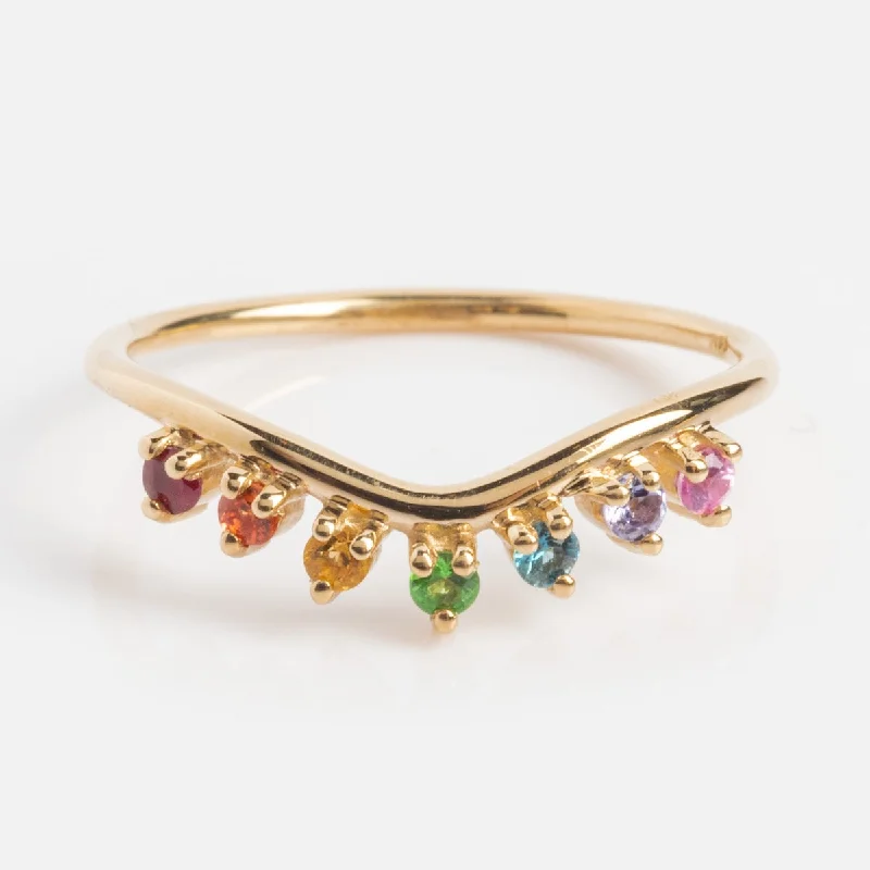 women’s three-stone rings-Rainbow Vera Band