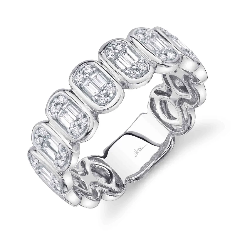 women’s multi-stone rings-White Gold Bezel Set Baguette Band Ring