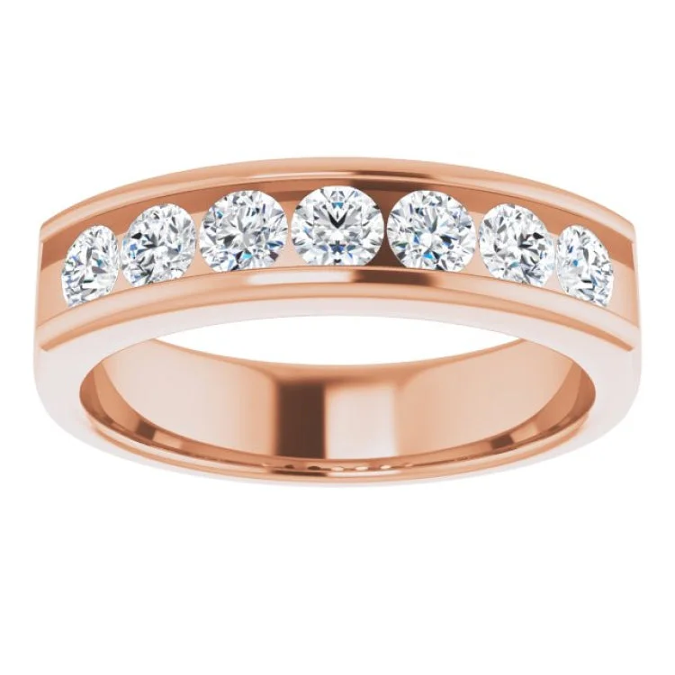 women’s wedding rings with diamonds-14K Rose 1 CTW Natural Diamond Band