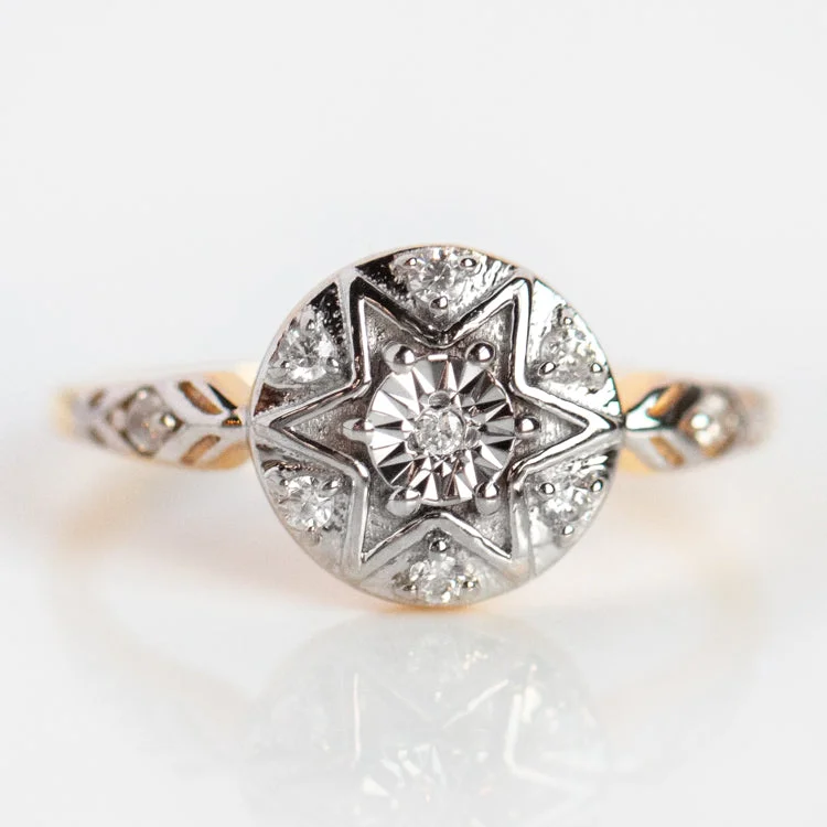 women’s solitaire rings-Vintage Star Compass Ring