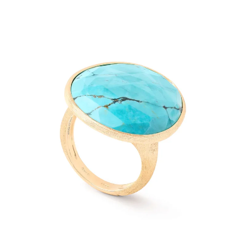 women’s ruby rings-18kt Yellow Gold Turquoise Lunaria Collection Cocktail Ring