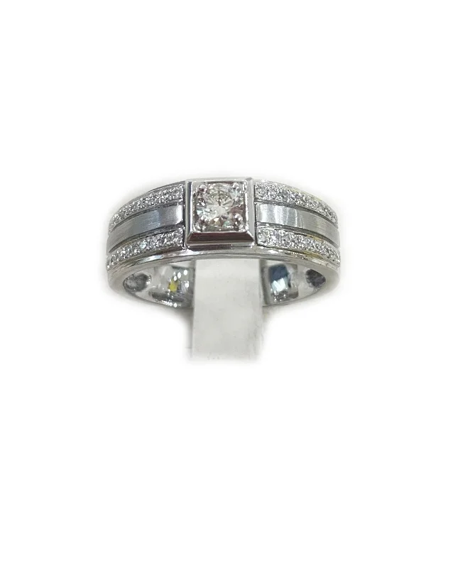 women’s three-stone diamond engagement rings-14k White Gold Mens Diamond Ring