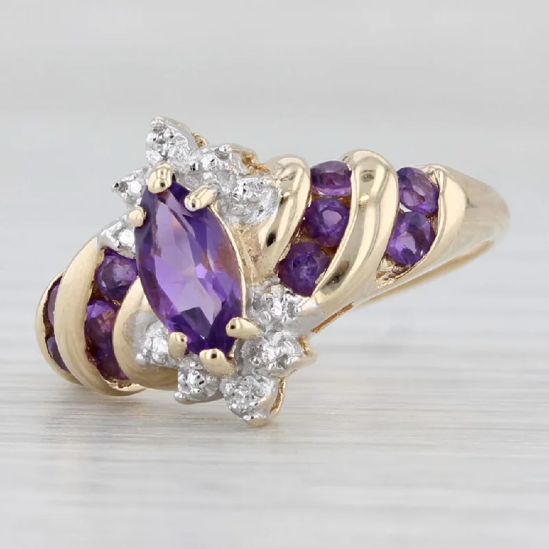 women’s white gold engagement rings-0.85ctw Amethyst Diamond Ring 10k Yellow Gold Size 7.25