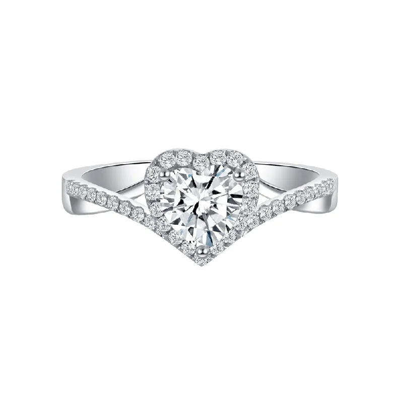 women’s custom engagement rings-White Gold Moissanite Love Ring