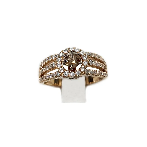 women’s engagement rings with colored gemstones-14k Rose Gold Brown Diamond Ring