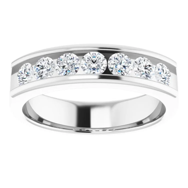 women’s heart-shaped rings-Platinum 1 CTW Natural Diamond Band