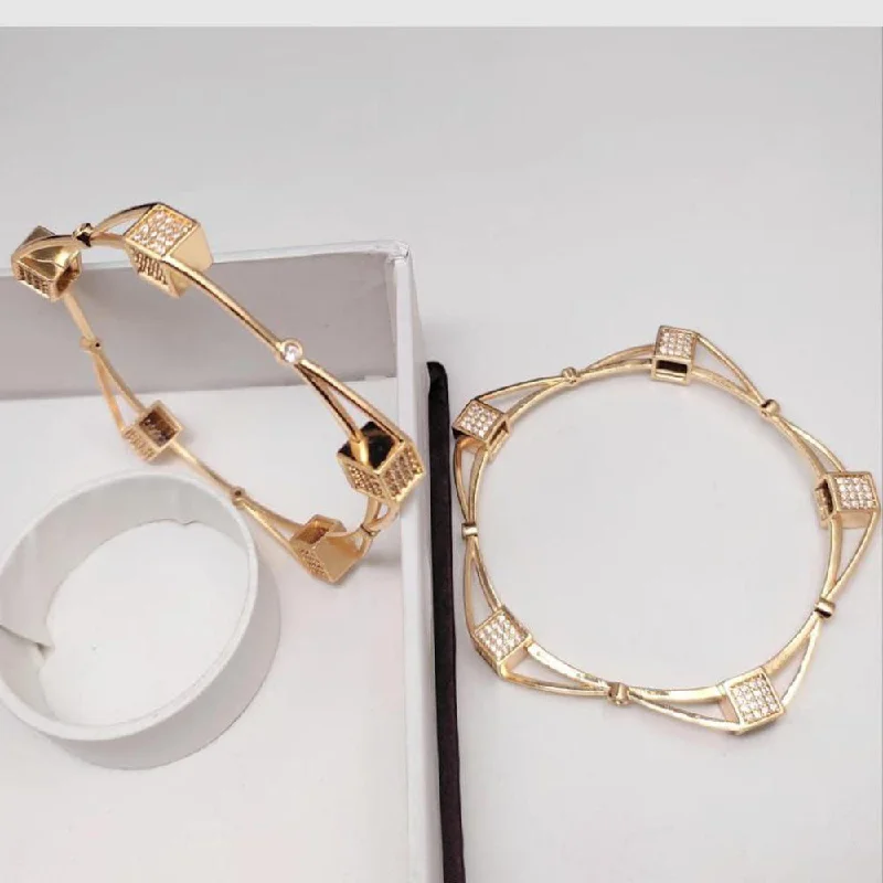 women’s gold cuff bangles-Aamrapali Gold Plated Austrian Stone Bangle