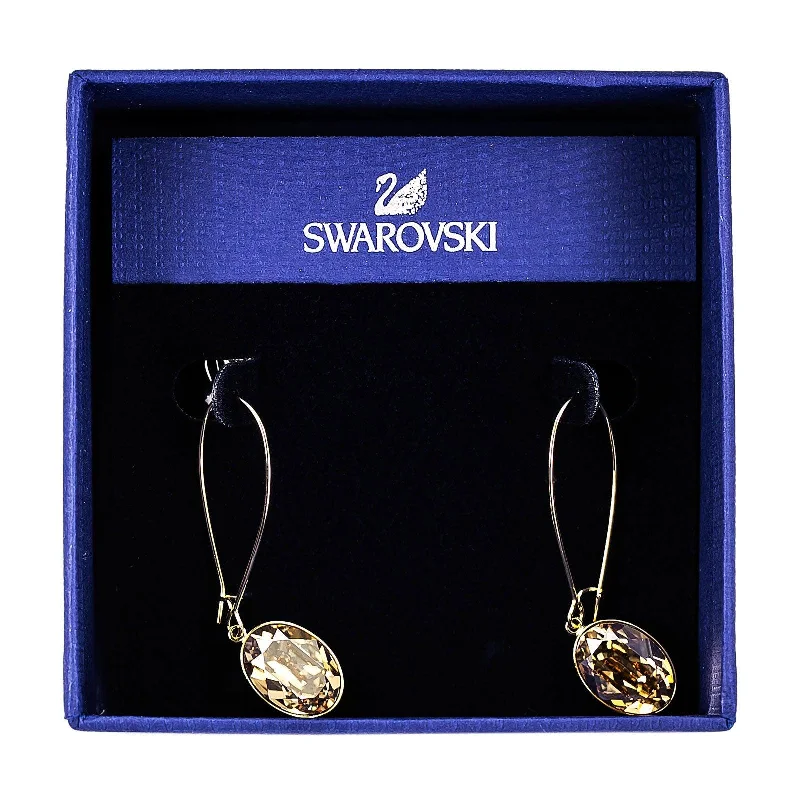 women’s chic earrings-Swarovski Women's Puzzle Golden Shadow Crystal Pierced Earrings, 1-3/4" Size | 1120290