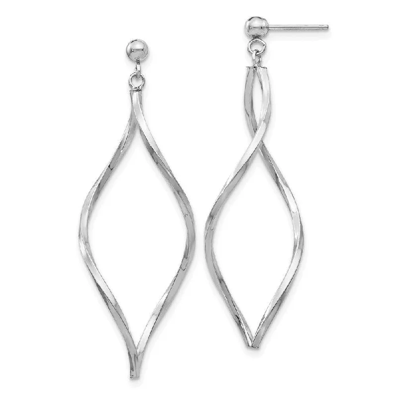 women’s hoop earrings for women-14k White Gold Twisted Post Dangle Earrings