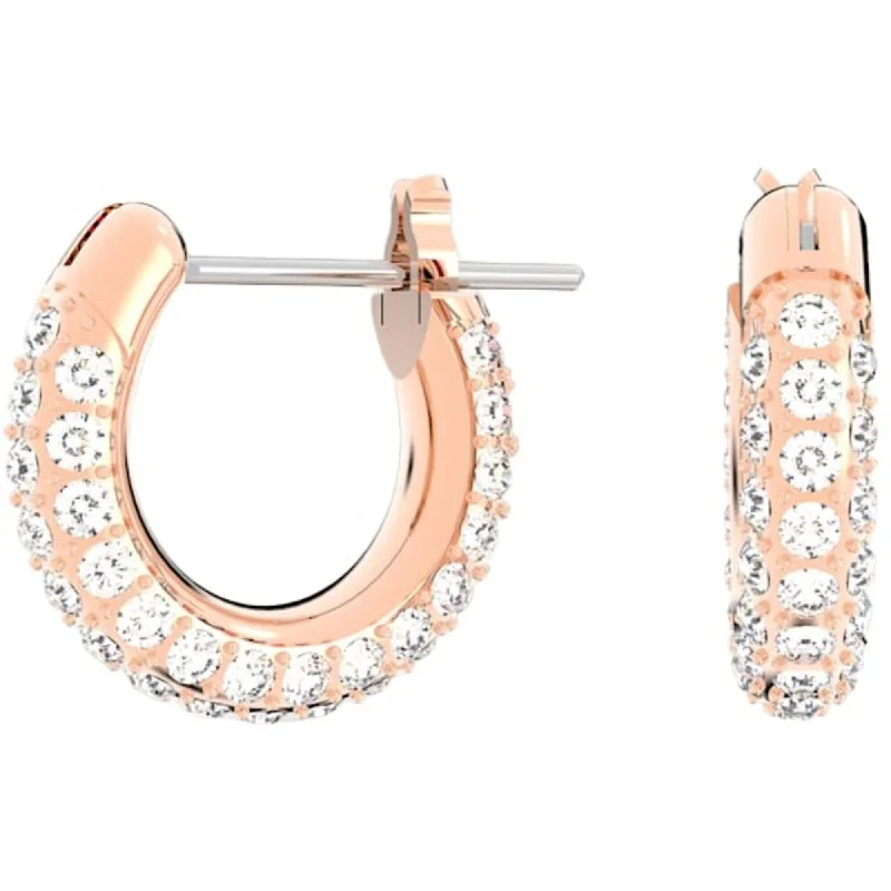 women’s gold statement earrings-Swarovski Women's Earrings - Stone Rose Gold Tone Plated Metal Hoop Pierced | 5446008