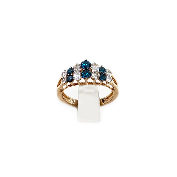 women’s minimalist engagement rings-14k Rose Gold Blue Diamond Ring