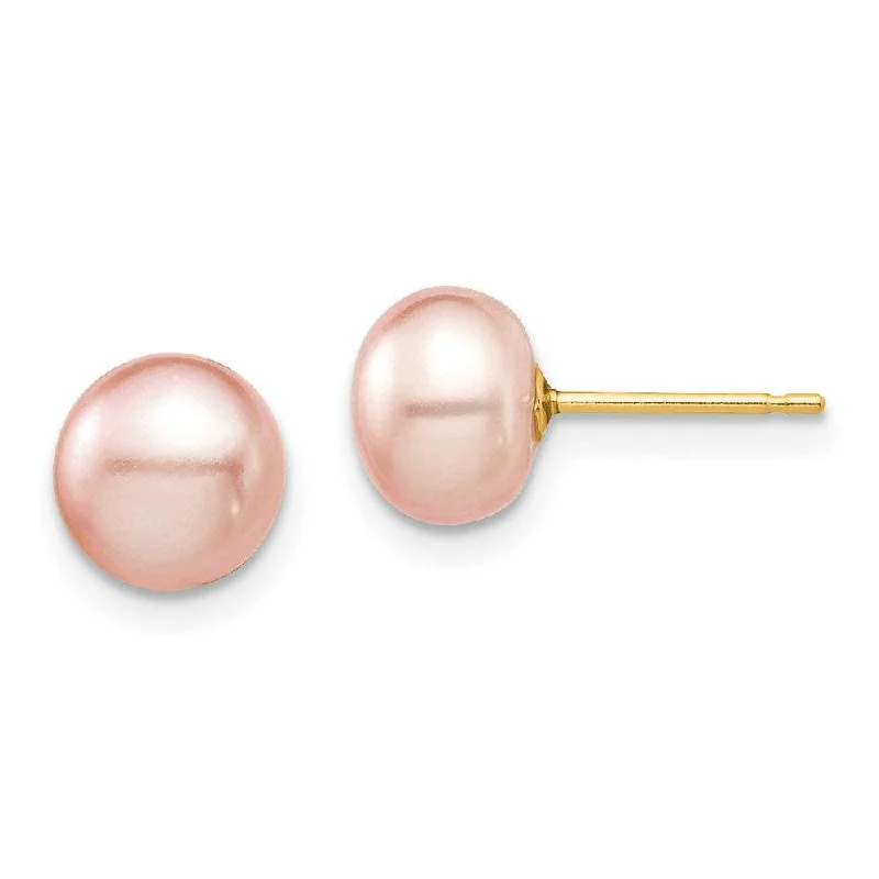 women’s elegant earrings-Madi K Kid's 14k  7-8mm Pink Button Freshwater Cultured Pearl Stud Post Earrings