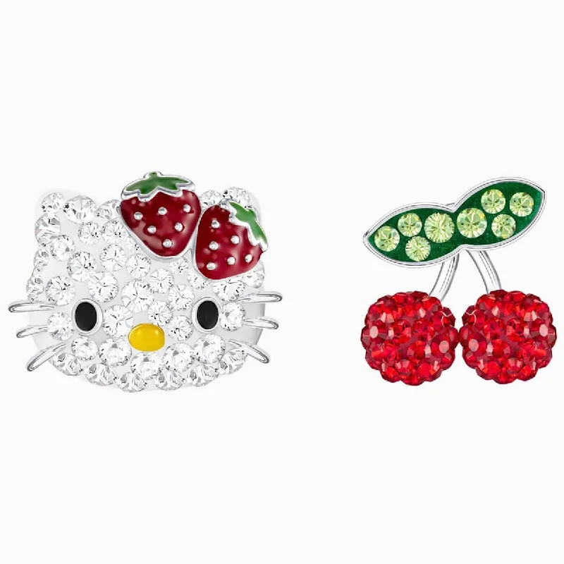 women’s emerald earrings-Swarovski Women's Pierced Earrings - Hello Kitty Fruit Rhodium Plated | 5368973