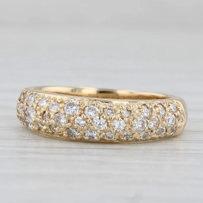 women’s unique solitaire engagement rings-Sonia B 0.60ctw Pave Diamond Ring 14k Yellow Gold Size 6 Stackable Wedding Band