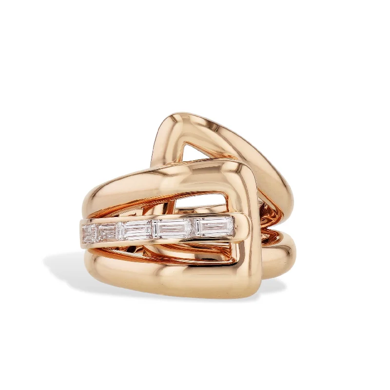 women’s custom rings-6 Baguette Diamond Rose Gold Ring