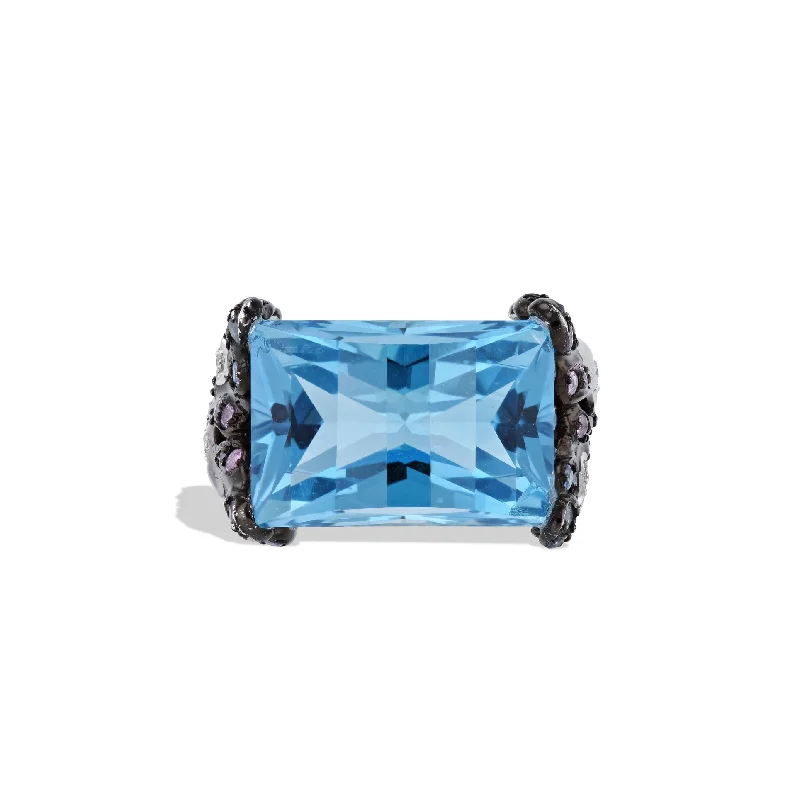 women’s fashion statement rings-London Blue Topaz Diamond Sapphire Estate Ring