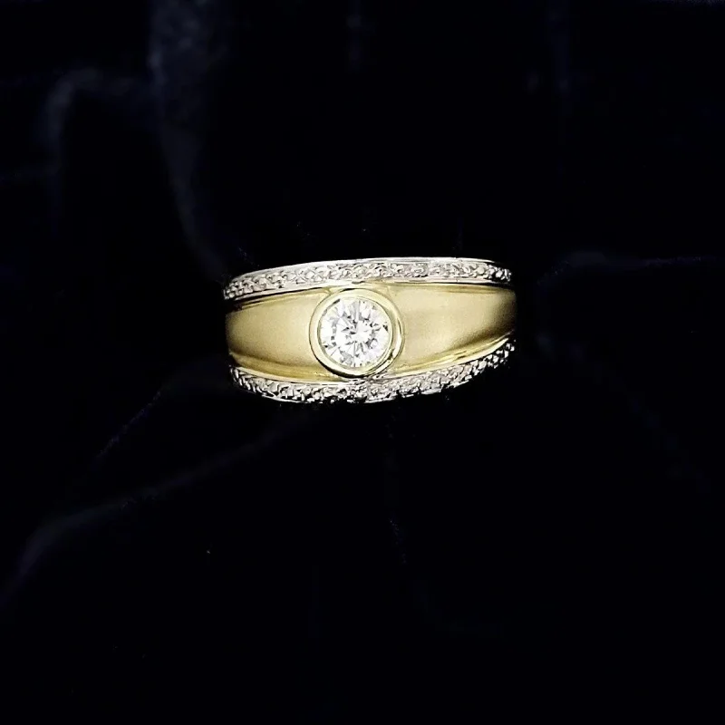 women’s halo engagement rings-Yellow Gold Brush Finish Diamond Ring