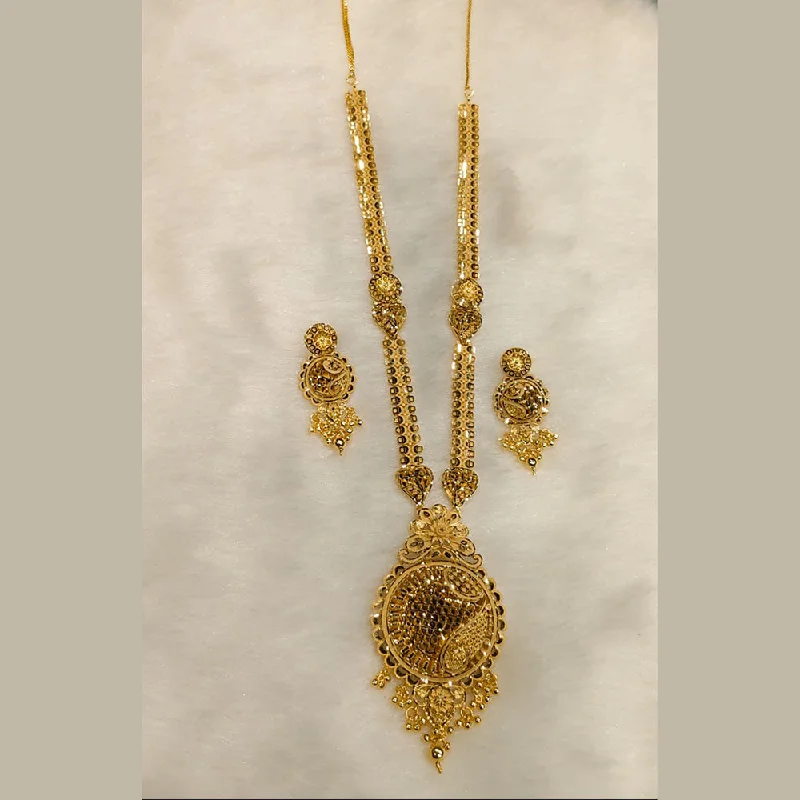 women’s statement necklaces-Sunrise Gold  Forming Long Necklace Set