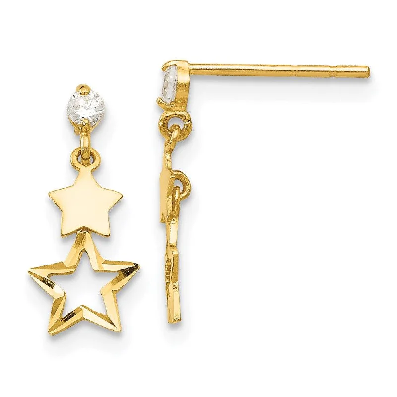 women’s teardrop earrings-Madi K Kid's 14k  CZ Polished Star Post Dangle Earrings