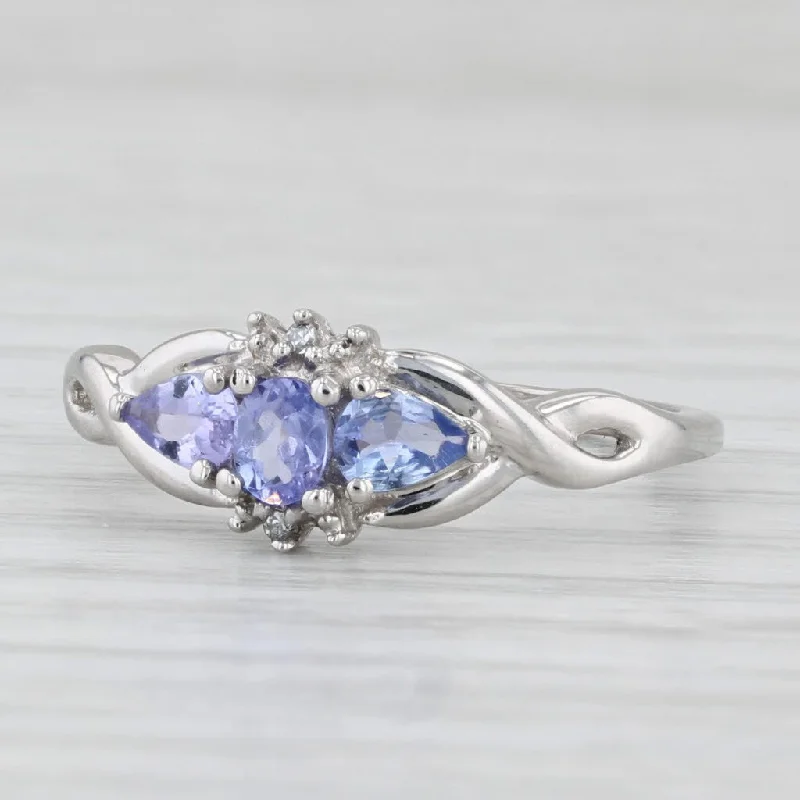 women’s white sapphire engagement rings-0.37ctw Tanzanite Diamond Ring 10k White Gold Size 7.25