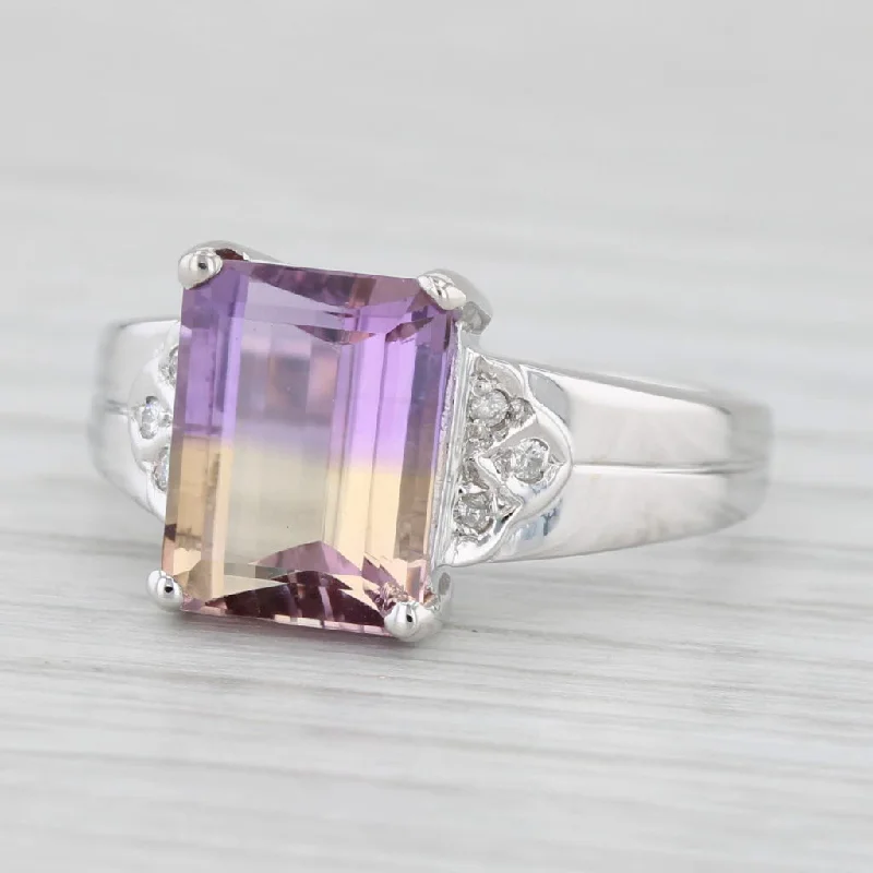 women’s marquise engagement rings-2.93ctw Yellow Purple Ametrine Diamond Ring 14k White Gold Size 6.75