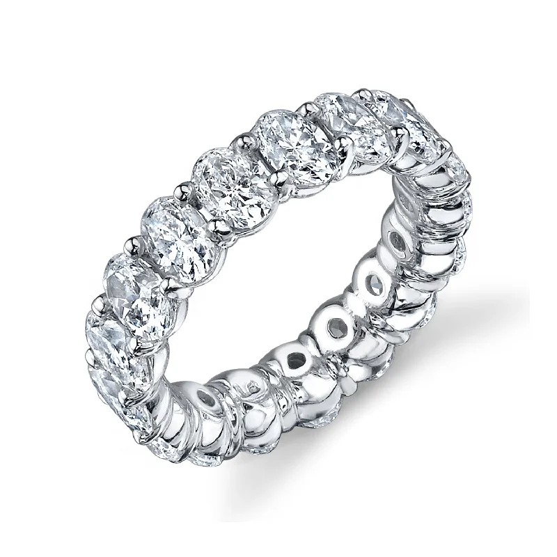 women’s handmade rings-Oval Diamond Cut Platinum Eternity Band