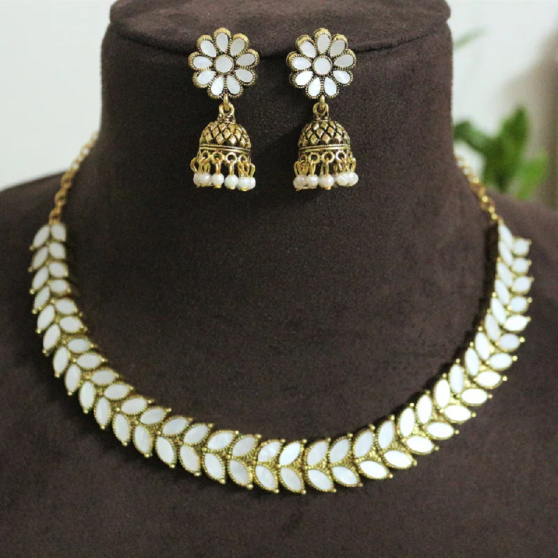 women’s engraved gold necklaces-H K Fashion Gold Plated Mother Of Pearls Necklace Set