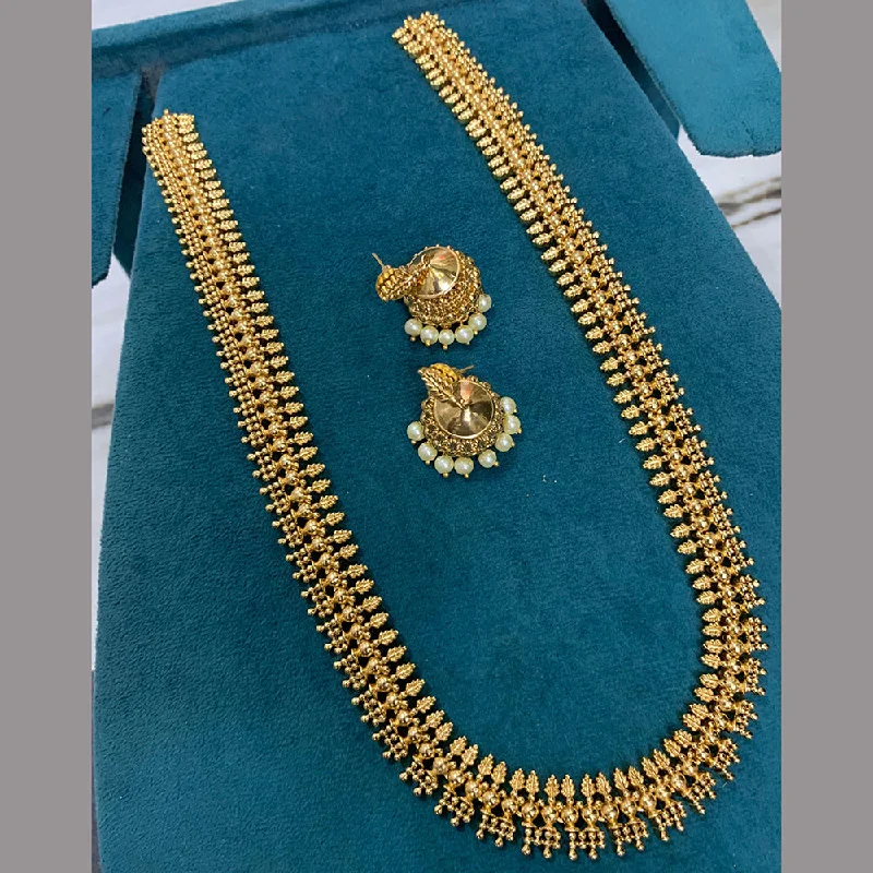 women’s layered pearl necklaces-Sona Creation Gold Plated Long Necklace Set