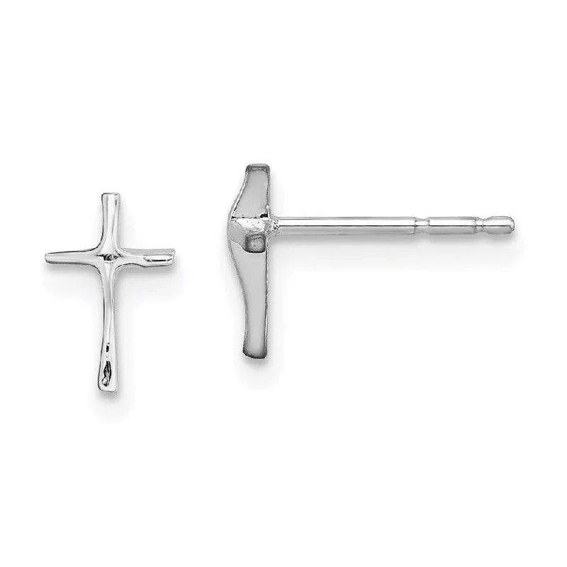 women’s affordable diamond earrings-Madi K Kid's 14k  White Gold Cross Post Earrings