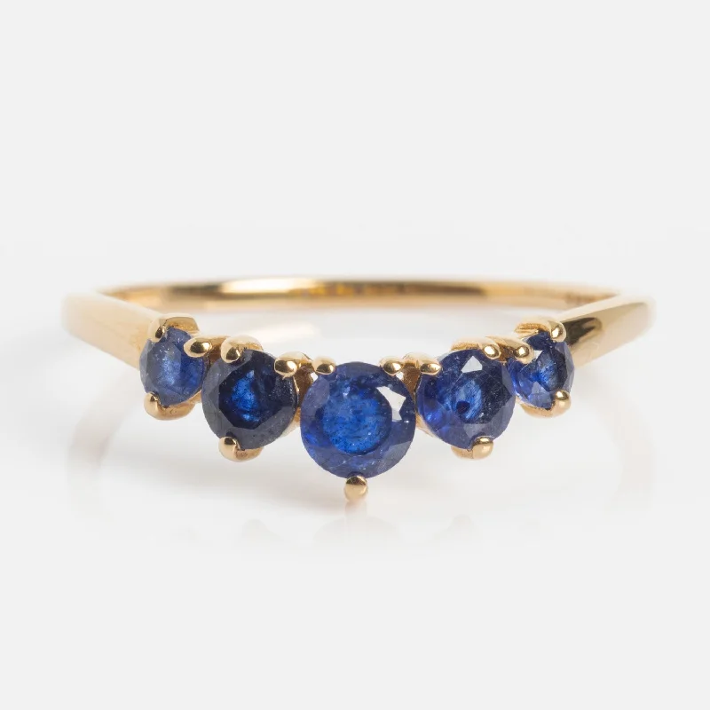 women’s geometric rings-14k Blue Sapphire Arc Nesting Ring