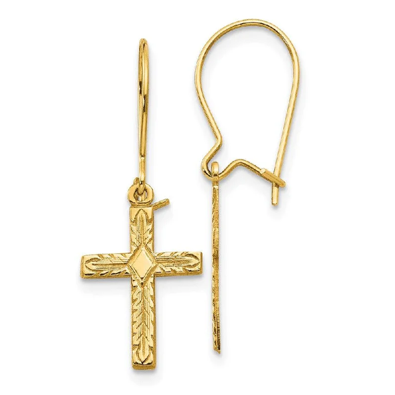 women’s rhinestone earrings-14k Polished & Satin Cross Earrings