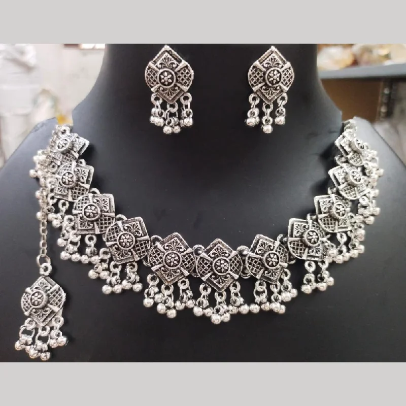 women’s modern necklaces-Manisha Jewellery Oxidised Plated Choker Necklace Set