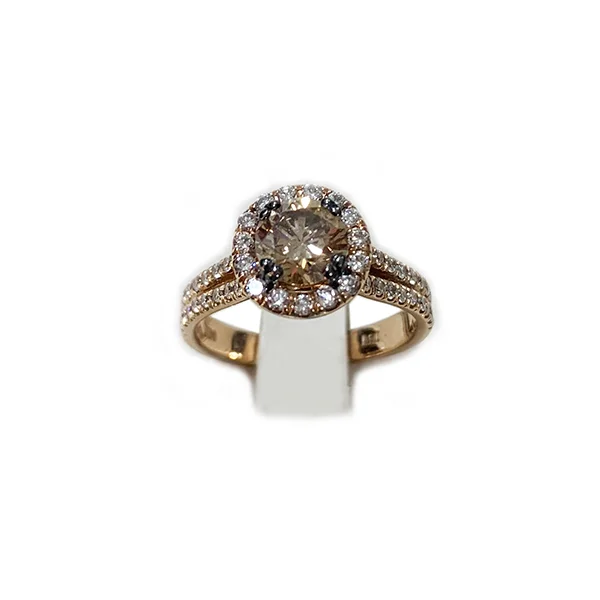 women’s elegant solitaire engagement rings-14k Rose Gold Brown Diamond Ring