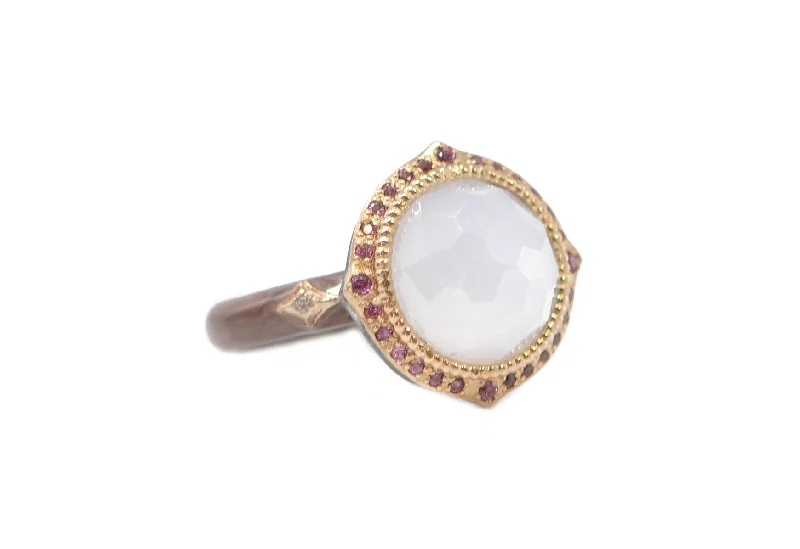 women’s sterling silver rings-Rose Gold and Grey Sterling Silver Enamel Crivelli  Ring