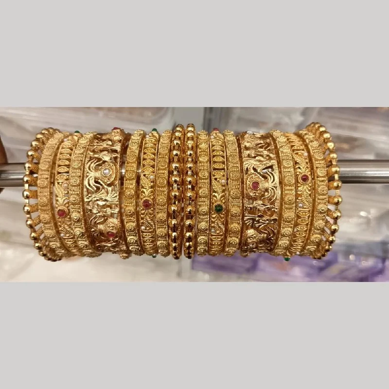 women’s classic gold bangles-Pooja Bangles Pota Stone Bangles